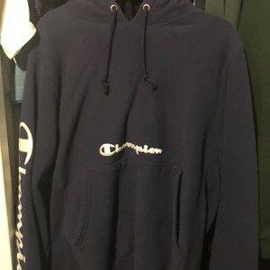 Navy blue champion hoodie small